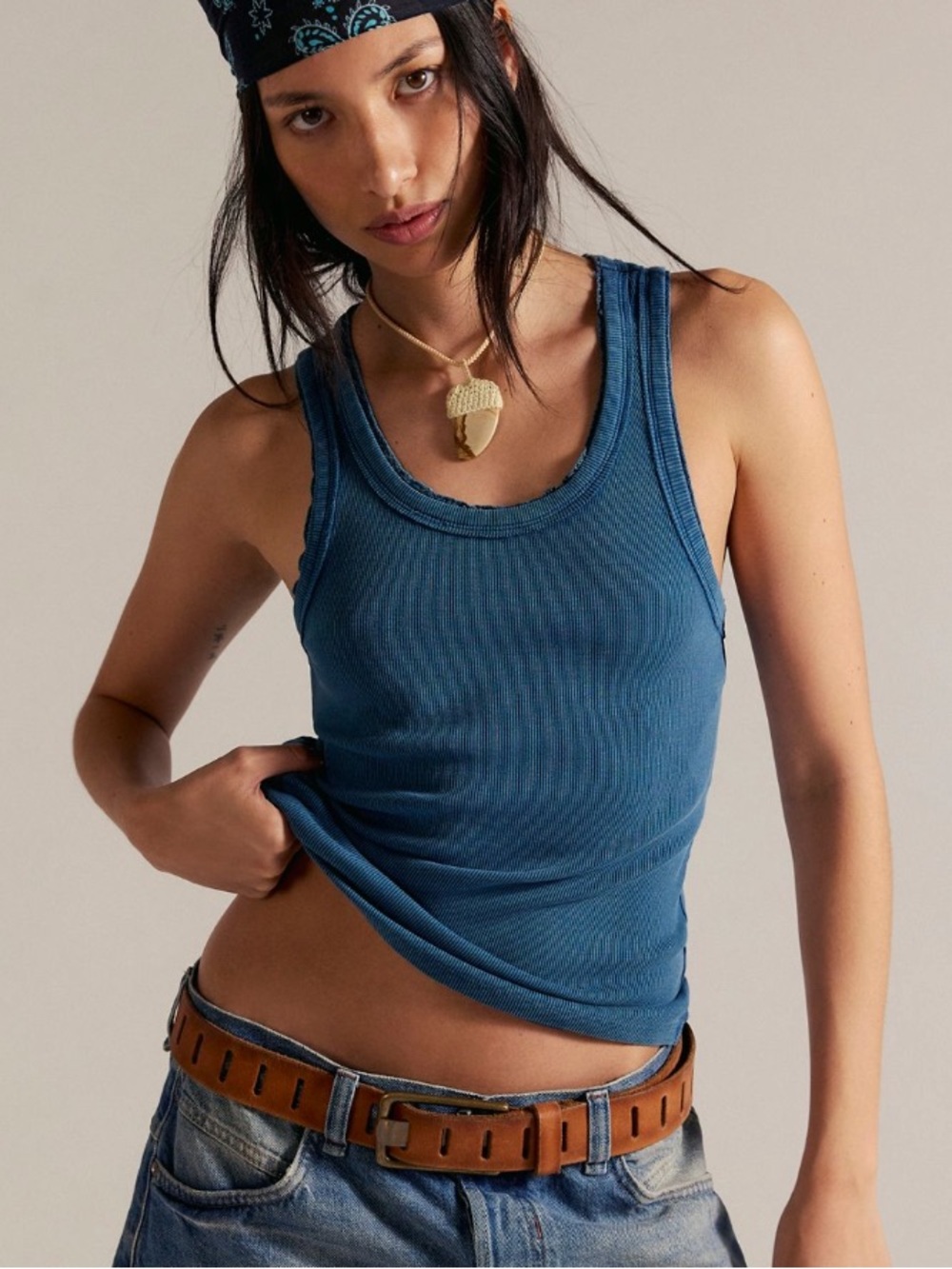 NWT Free People Rowan Tank Size X-Small in Sailor Blue